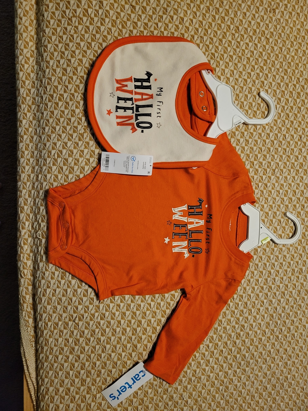 Carter's 'My First Halloween' Orange Bodysuit & Bib Set